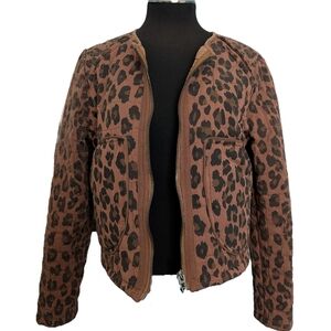 Blank NYC Cool Cat Leopard Print Quilted Jacket, Size Medium